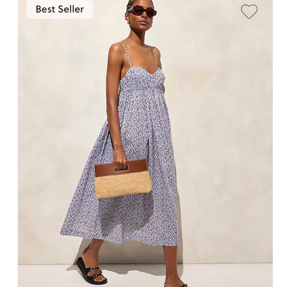 Spaghetti Strap Floral Midi Dress in Lavender Blue